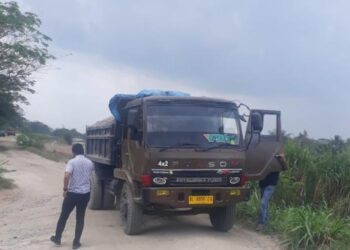 Foto: Truk dari tambang ilegal di Sergai diamankan polisi. (Dok Polres Sergai)